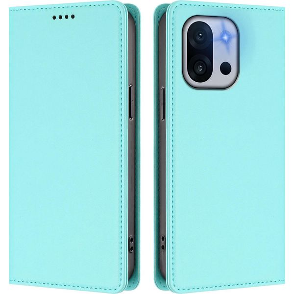 Custodia In Pelle Per Oneplus 13T /Oneplus 13S, Custodia Magnetica In Finto Cuoio Con Supporto Verde Menta-image