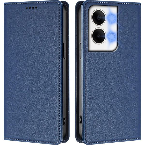 Custodia Per Telefono Cellulare Per Oppo Reno9 /Reno9 Pro 5G, Flip Cover In Finto Cuoio Antiurto Magnetica Con Supporto Blu Scuro-image