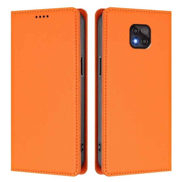 Custodia In Pelle Per Motorola Moto G Power 2021, Custodia Flip Magnetica In Finto Cuoio Con Supporto Arancione-image
