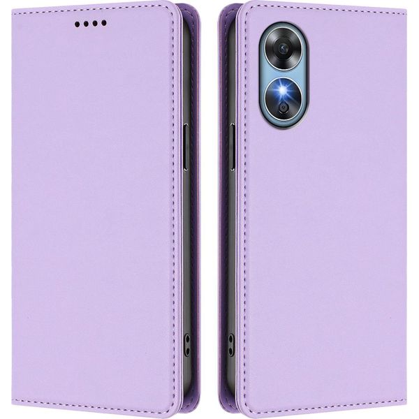 Custodia Per Telefono Cellulare Per Oppo A17/Oppo A17K, Custodia Magnetica Antiurto In Finto Cuoio Flip Cover Con Supporto Viola-image