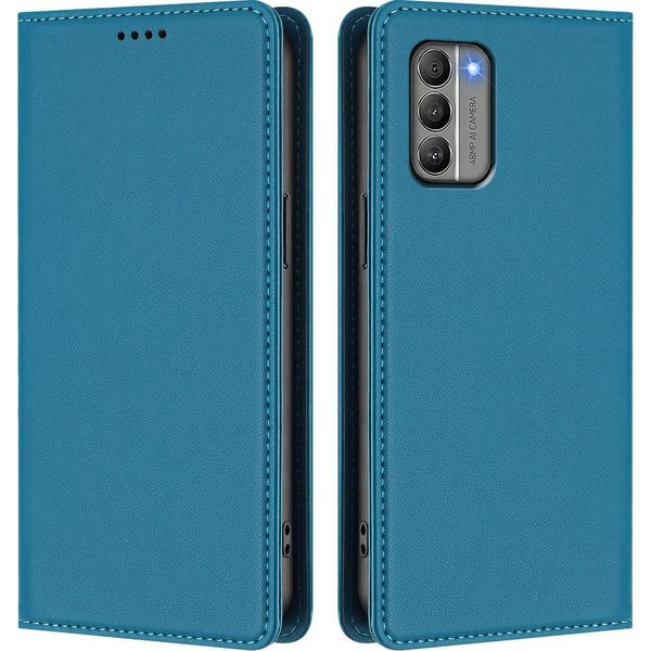 Custodia In Pelle Per Nokia G400, Custodia Flip Magnetica In Finto Cuoio Con Supporto Lake Blu-image