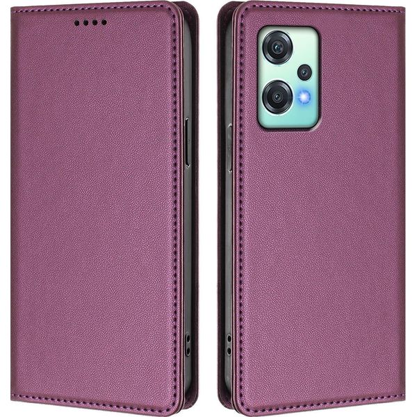 Custodia In Pelle Per Oneplus Nord Ce 2 Lite 5G/Nord 2 Lite, Custodia Flip Magnetica In Finto Cuoio Con Supporto Viola-image