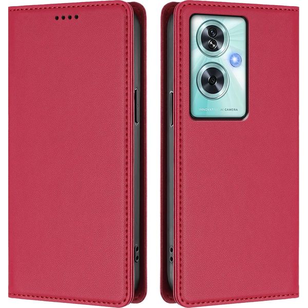 Custodia In Pelle Per Oneplus Nord N30 Se, Custodia Magnetica In Finto Cuoio Con Supporto Rosso-image