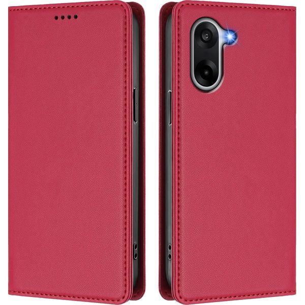 Custodia In Pelle Per Oneplus Nord CE5 / Ace 5 Racing, Custodia Flip Magnetica In Finto Cuoio Con Supporto Rosso-image