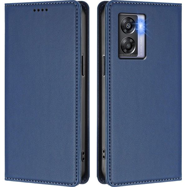Custodia In Pelle Per Oppo K10 5G, Custodia Magnetica In Finto Cuoio Con Supporto Blu Scuro-image