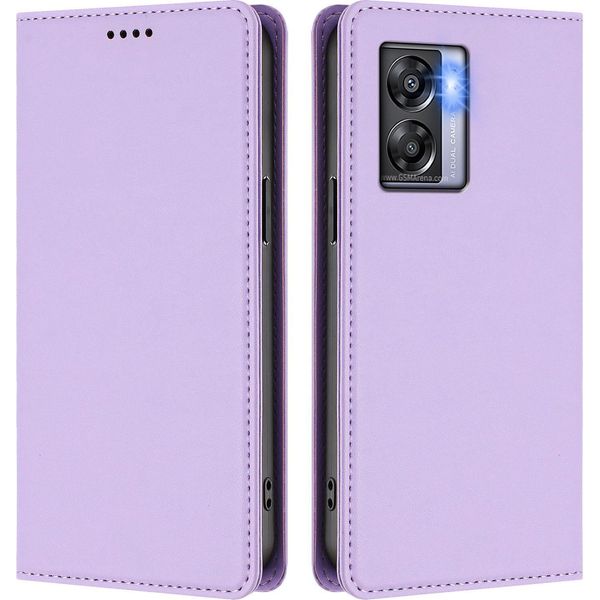 Custodia Per Oppo K10 5G, Flip Cover In Finto Cuoio Antiurto Magnetica Con Supporto Viola-image