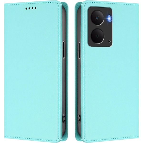 Custodia Per Telefono Cellulare Per Realme P3, Flip Cover In Finto Cuoio Antiurto Magnetica Con Supporto Turchese-image