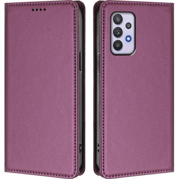 Custodia In Pelle Per Samsung Galaxy A32 5G, Flip Case Magnetico In Finto Cuoio Con Supporto Purple-image