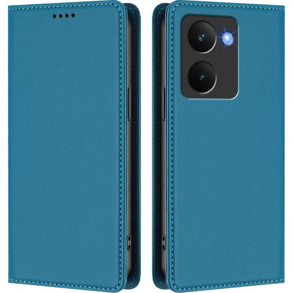 Custodia Per Telefono Cellulare Per Realme P3 Ultra, Flip Cover In Finto Cuoio Antiurto Magnetica Con Supporto Blu-image