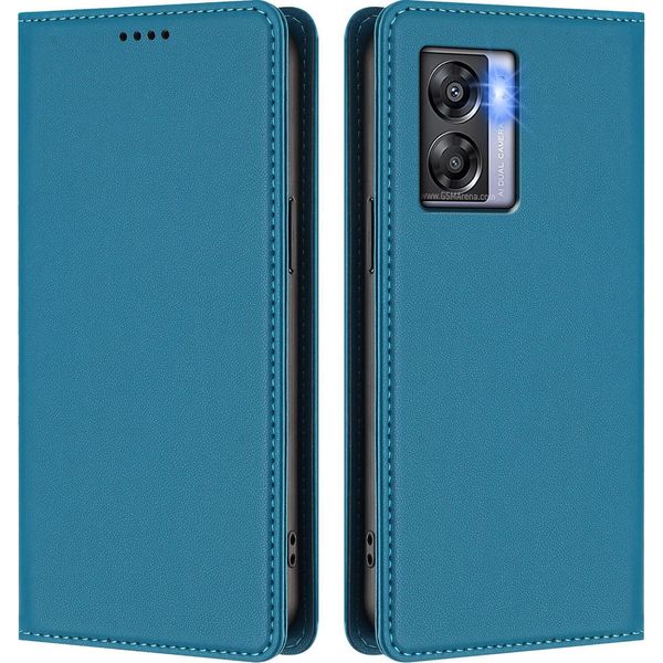 Custodia In Pelle Per Oppo K10 5G, Custodia Magnetica In Finto Cuoio Flip Con Supporto Lake Blu-image