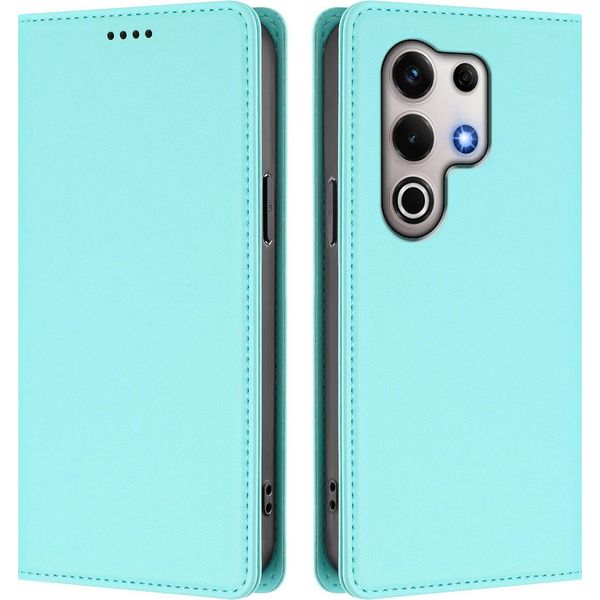 Custodia In Pelle Per Itel S25 Ultra, Custodia Magnetica In Finto Cuoio Flip Con Supporto Verde Menta-image