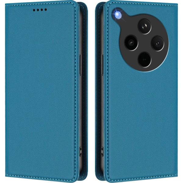 Custodia Per Oppo Find X8S+, Flip Cover In Finto Cuoio Antiurto Magnetico Con Supporto Blu-image