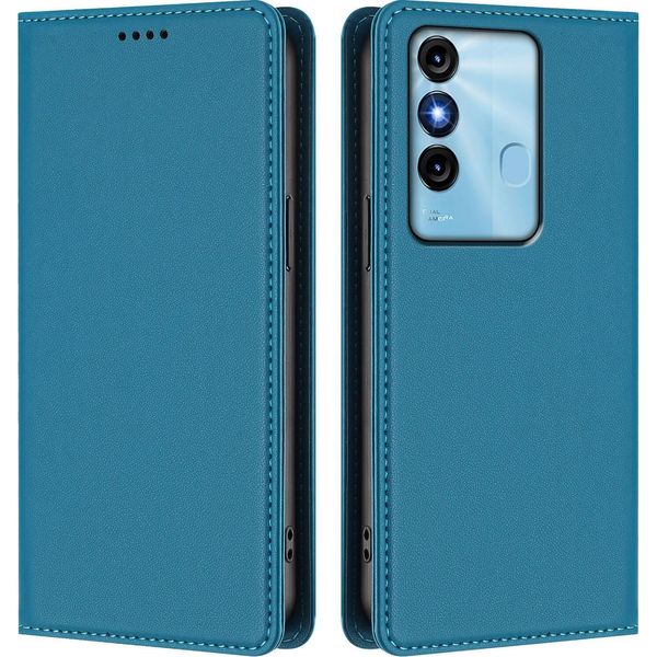 Custodia Per Cellulare Per Itel P38, Flip Cover In Finto Cuoio Antiurto Magnetica Con Supporto Blu-image