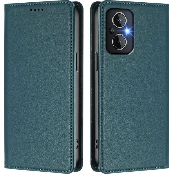 Custodia Per Oppo Reno8 4G/Reno7 4G, Flip Cover In Finto Cuoio Antiurto Magnetica Con Supporto Verde-image