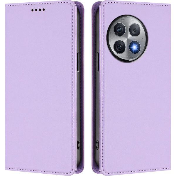 Custodia Per Telefono Cellulare Per Oneplus Ace 2 Pro, Flip Cover In Finto Cuoio Antiurto Magnetica Con Supporto Viola-image