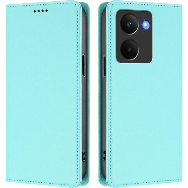 Custodia Per Telefono Cellulare Per Realme P3 Ultra, Flip Cover In Finto Cuoio Antiurto Magnetica Con Supporto Turchese-image