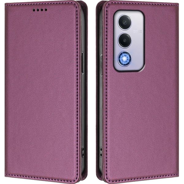 Custodia Per Oppo A80 5G, Custodia Magnetica Antiurto Con Supporto In Finto Cuoio Flip Cover Viola-image