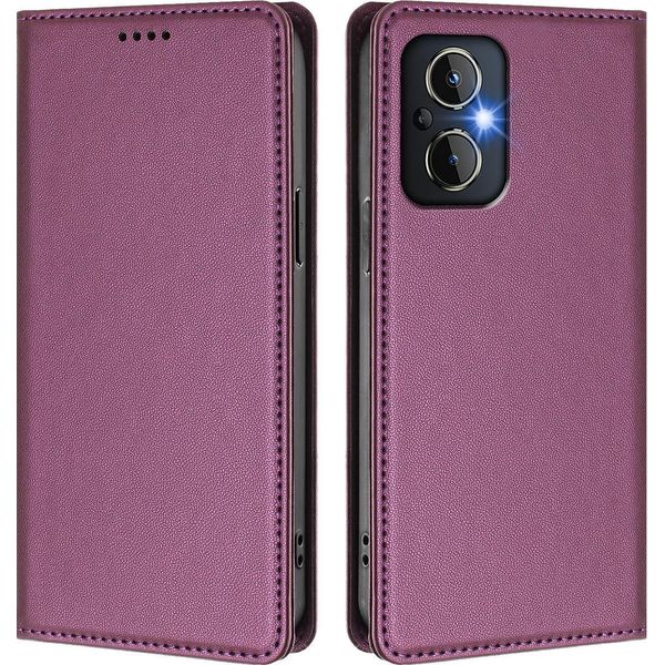 Custodia In Pelle Per Oneplus Nord N20 5G, Custodia Magnetica In Finto Cuoio Con Supporto Viola-image