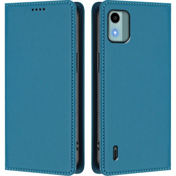 Custodia In Pelle Per Nokia C12, Custodia Flip Magnetica In Finto Cuoio Con Supporto Lake Blu-image
