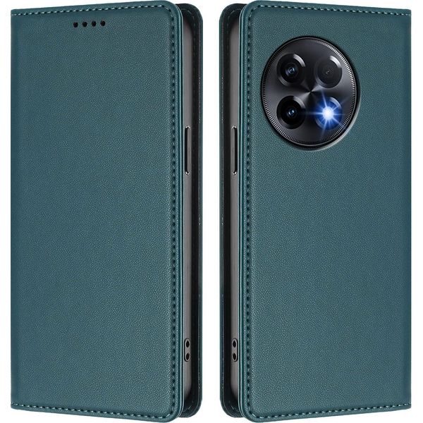 Custodia In Pelle Per Oneplus 11R, Custodia Magnetica In Finto Cuoio Con Supporto Verde-image