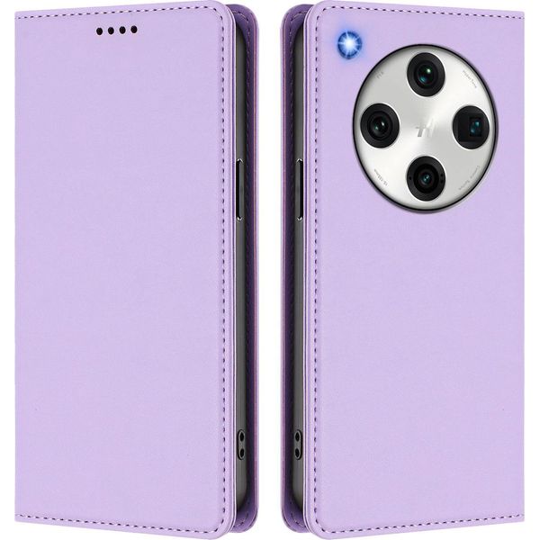 Custodia In Pelle Per Oppo Find X8 Pro, Custodia Flip Magnetica In Finto Cuoio Con Supporto Viola Chiaro-image