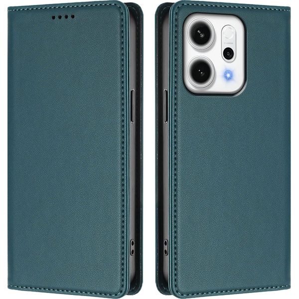Custodia Per Telefono Cellulare Per Oppo Reno14 /Reno14 F 5G, Custodia Magnetica Antiurto Flip Cover In Finto Cuoio Con Supporto Verde-image