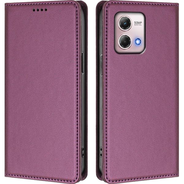 Custodia In Pelle Per Motorola Moto G Stylus 2023 4G, Custodia Flip Magnetica In Finto Cuoio Con Supporto Viola-image