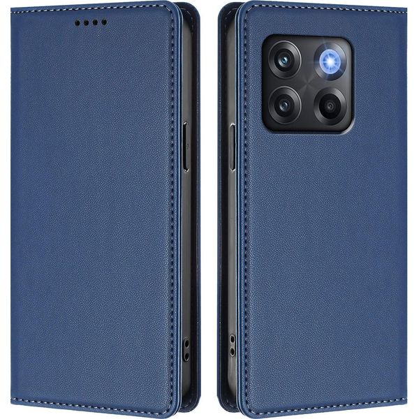 Custodia In Pelle Per Oneplus 10T, Flip Case Magnetico In Finto Cuoio Con Supporto Blu Scuro-image