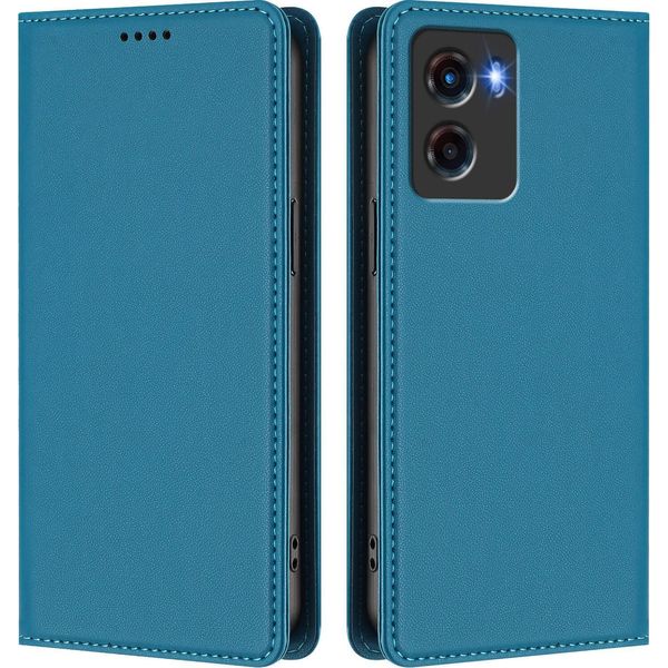 Custodia In Pelle Per Motorola Moto G05, Custodia Flip Magnetica In Finto Cuoio Con Supporto Lake Blu-image