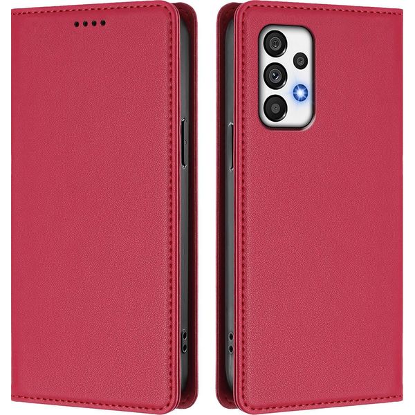 Custodia In Pelle Per Samsung Galaxy A72, Flip Case Magnetico In Finto Cuoio Con Supporto Rosso-image