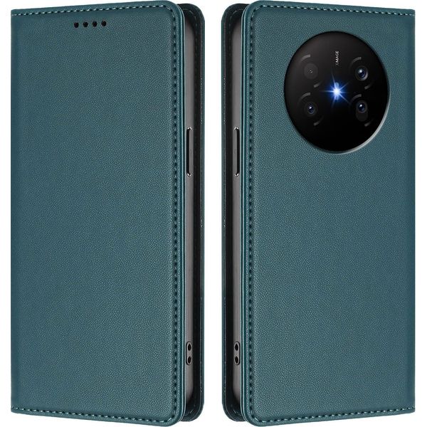 Custodia Per Telefono Cellulare Per Huawei Mate 70 Air, Flip Cover In Finto Cuoio Antiurto Magnetica Con Supporto Verde-image