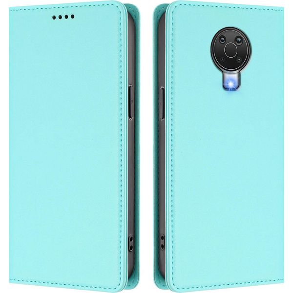 Custodia In Pelle Per Nokia G20 /Nokia G10 /Nokia 6.3, Flip Case Magnetico In Finto Cuoio Con Supporto Verde Menta-image