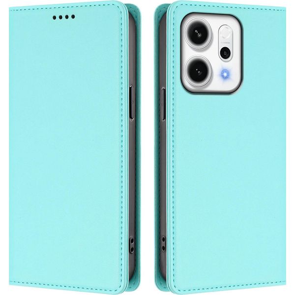 Custodia Per Telefono Cellulare Per Oppo Reno14 /Reno14 F 5G,Poliuretanopelle Flip Cover Antiurto Custodia Magnetica Con Stand Turchese-image