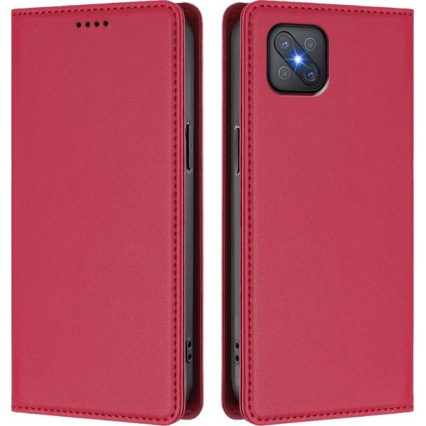 Custodia Per Telefono Cellulare Per Oppo A92S, Custodia Magnetica Antiurto Con Supporto In Finto Cuoio Flip Cover Rosso-image