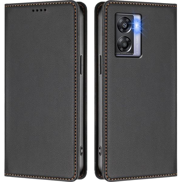 Custodia Per Telefono Cellulare Per Oppo K10 5G, Flip Cover In Finto Cuoio Antiurto Magnetica Con Supporto Nero-image