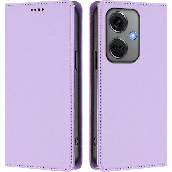 Custodia In Pelle Per Oneplus Nord CE3, Custodia Magnetica In Finto Cuoio Con Supporto Viola Chiaro-image