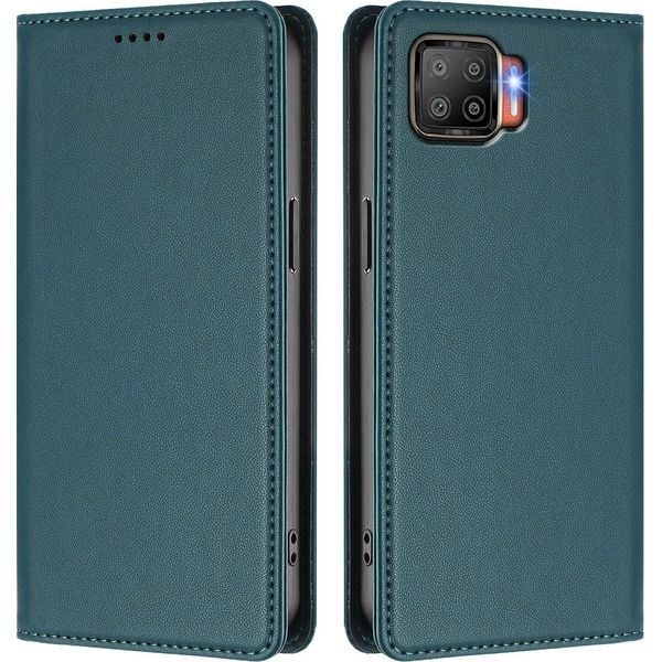 Custodia Per Telefono Cellulare Per Oppo F17, Flip Cover In Finto Cuoio Antiurto Magnetica Con Supporto Verde-image