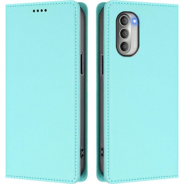 Custodia Per Motorola Moto G51 5G, Flip Cover In Finto Cuoio Antiurto Magnetica Con Supporto Turchese-image