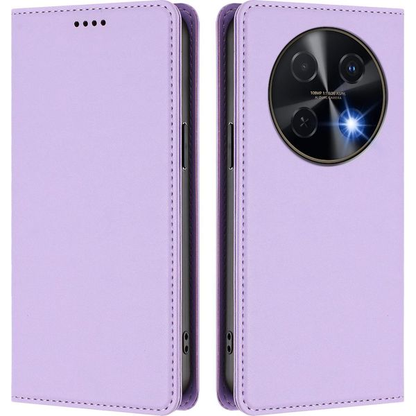 Custodia In Pelle Per Huawei Nova 12I /Nova 13I, Custodia Magnetica In Finto Cuoio Flip Con Supporto Viola Chiaro-image