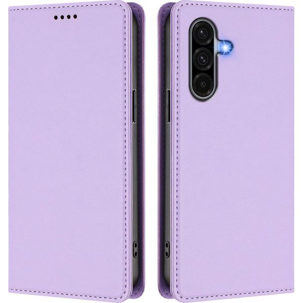 Custodia In Pelle Per Samsung Galaxy A56, Flip Case Magnetico In Finto Cuoio Con Supporto Viola Chiaro-image