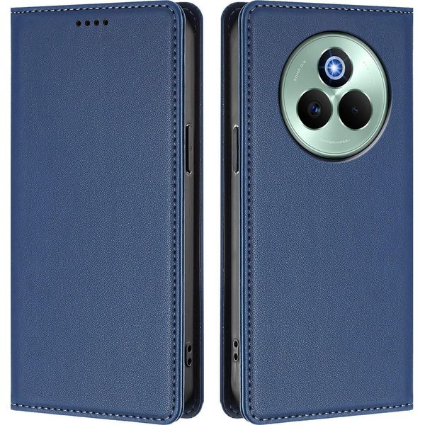 Custodia Per Telefono Cellulare Per Realme P3 Pro, Flip Cover In Finto Cuoio Antiurto Magnetica Con Supporto Blu Scuro-image