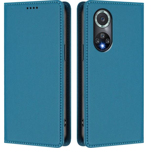Custodia In Pelle Per Huawei Nova 9 Pro /Honor 50 Pro, Flip Case Magnetico In Finto Cuoio Con Supporto Lake Blu-image