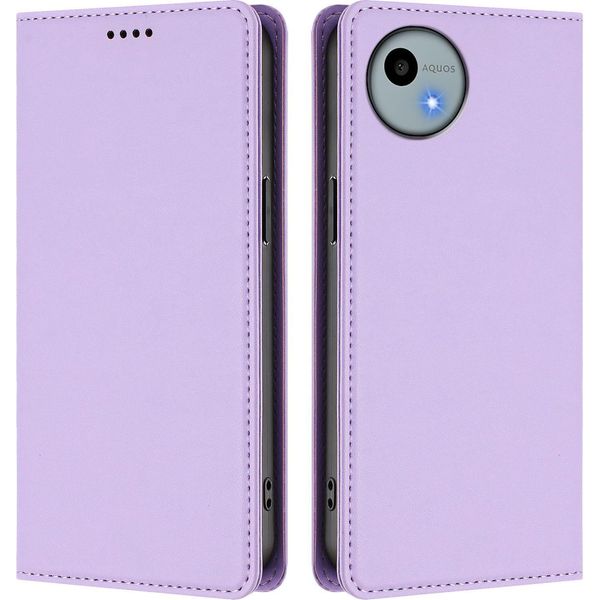 Custodia Per Sharp Aquos Wish4, Flip Cover In Finto Cuoio Antiurto Magnetica Con Supporto Viola-image