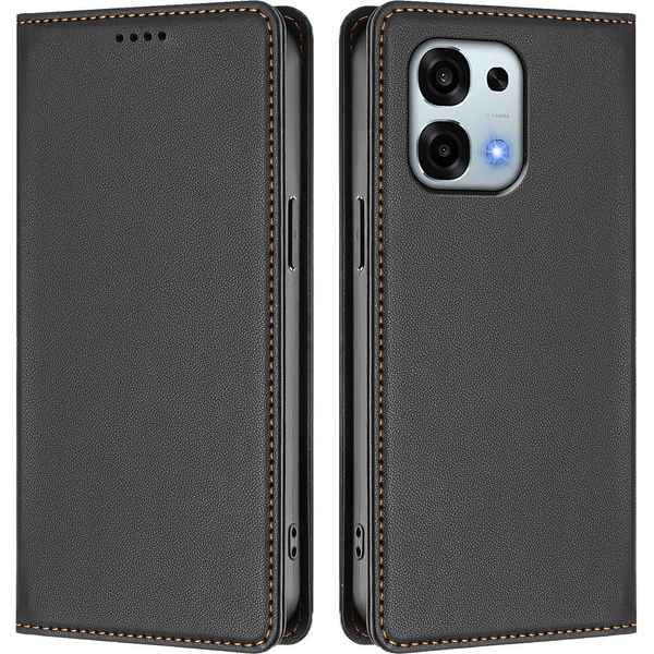 Custodia Per Telefono Cellulare Per Oppo A6 Pro 5G/Oppo A6 Pro 4G, Flip Cover In Finto Cuoio Antiurto Magnetica Con Supporto Nero-image
