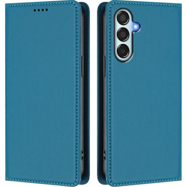 Custodia In Pelle Per Samsung Galaxy M34 5G, Flip Case Magnetico In Finto Cuoio Con Supporto Lake Blu-image