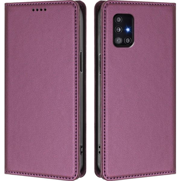 Custodia In Pelle Per Samsung Galaxy A51 5G, Flip Case Magnetico In Finto Cuoio Con Supporto Purple-image