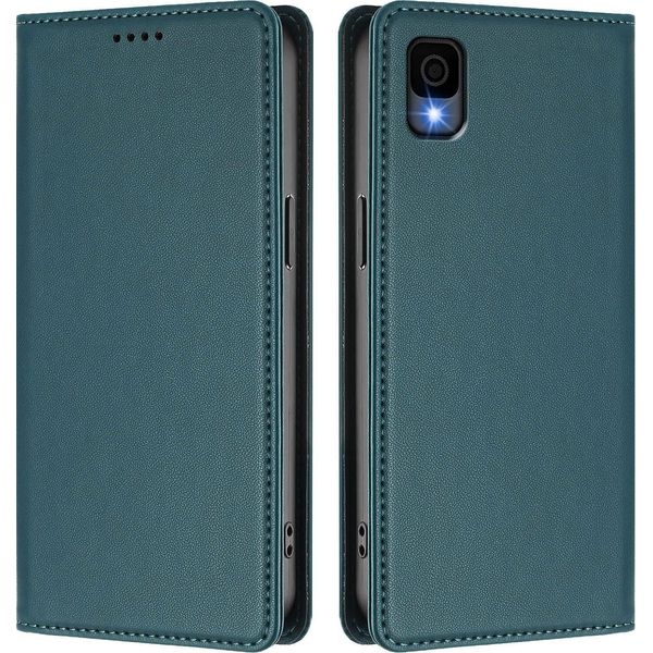 Custodia Per Telefono Cellulare Per Tcl 30Z, Flip Cover In Finto Cuoio Antiurto Custodia Magnetica Con Supporto Verde-image