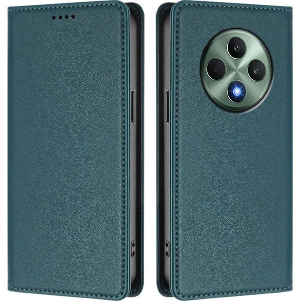 Custodia In Pelle Per Oppo Reno12 F 5G/Reno12 F 4G, Custodia Flip Magnetica In Finto Cuoio Con Supporto Verde-image