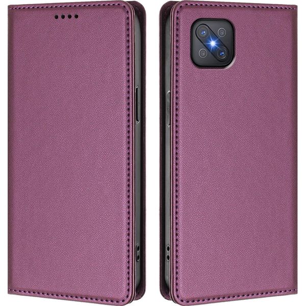 Custodia Per Oppo A92S, Flip Cover In Finto Cuoio Antiurto Magnetica Con Supporto Viola-image