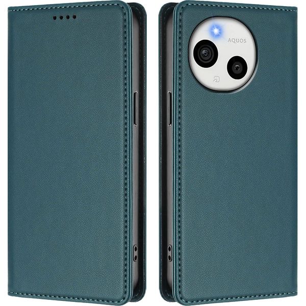 Custodia In Pelle Per Sharp Aquos Sense9, Custodia Magnetica In Finto Cuoio Con Supporto Verde-image